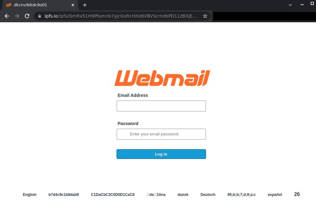 Phishing page used in a targeted attack